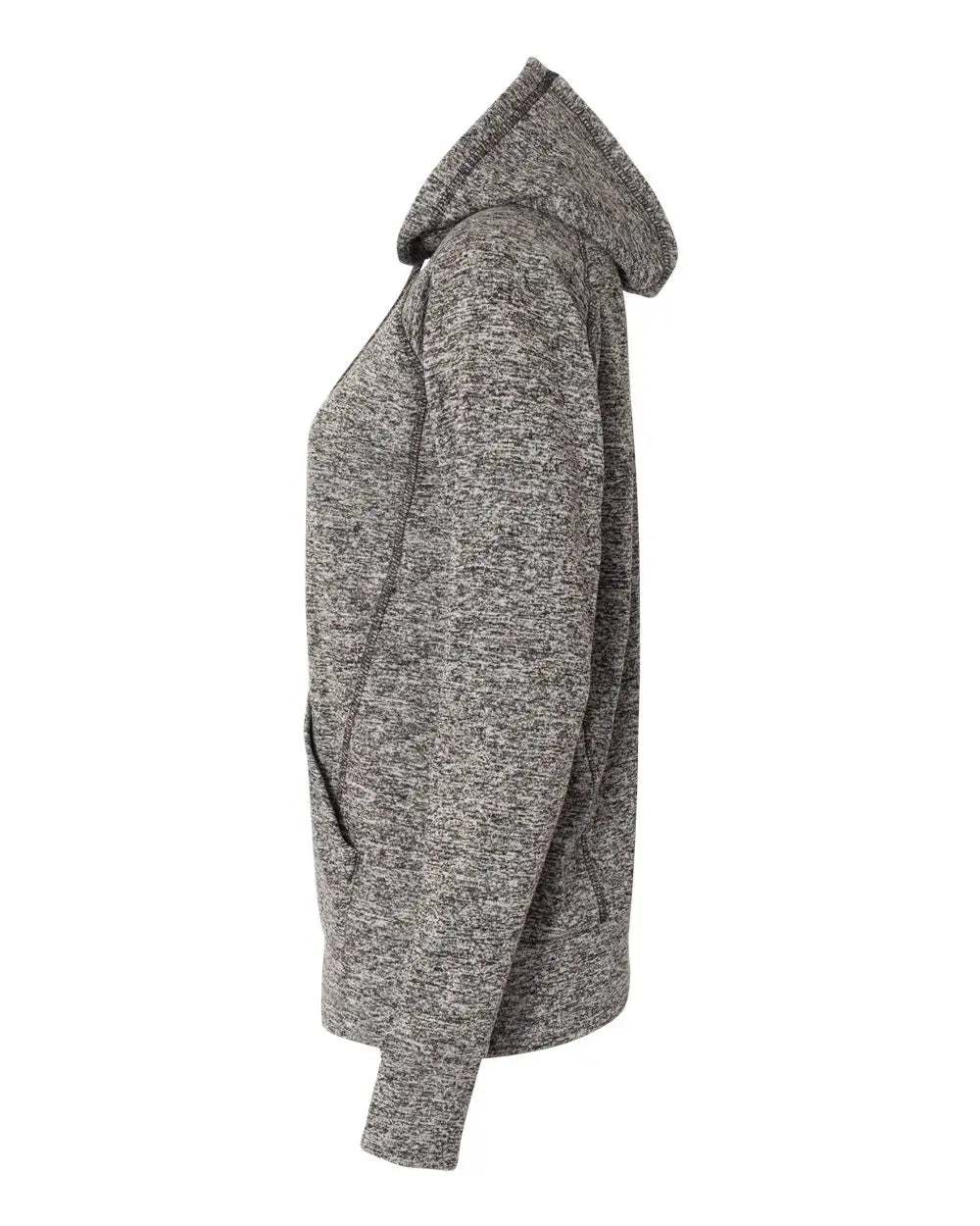 J. America 8616 Women’s Cosmic Fleece Hooded Sweatshirt - Charcoal Fleck Black