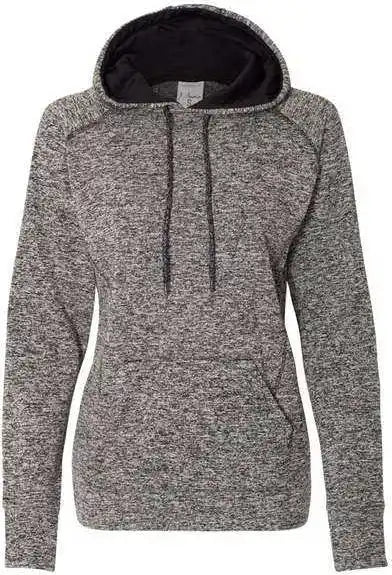 J. America 8616 Womens Cosmic Fleece Hooded Sweatshirt Charcoal Fleck Black