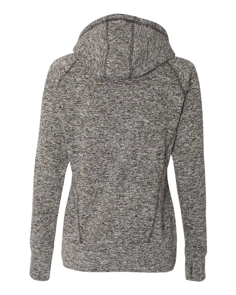 J. America 8616 Women’s Cosmic Fleece Hooded Sweatshirt - Charcoal Fleck Black