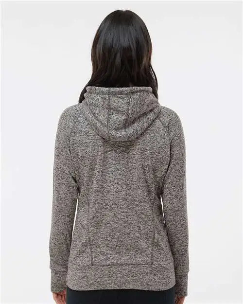 J. America 8616 Women’s Cosmic Fleece Hooded Sweatshirt - Charcoal Fleck Black