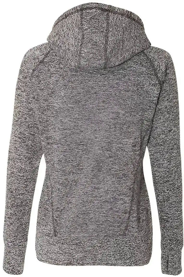 J. America 8616 Womens Cosmic Fleece Hooded Sweatshirt - Charcoal Fleck Black