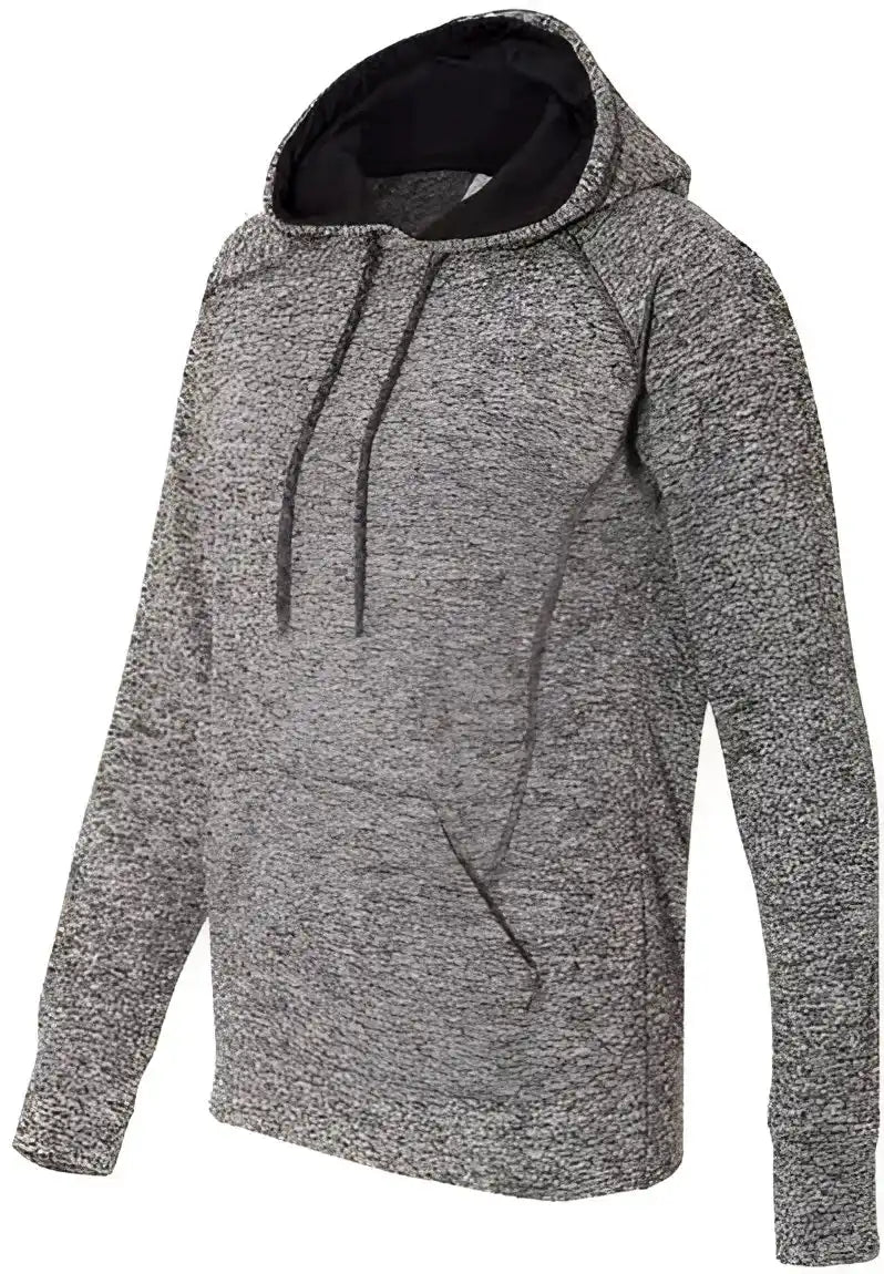 J. America 8616 Womens Cosmic Fleece Hooded Sweatshirt - Charcoal Fleck Black