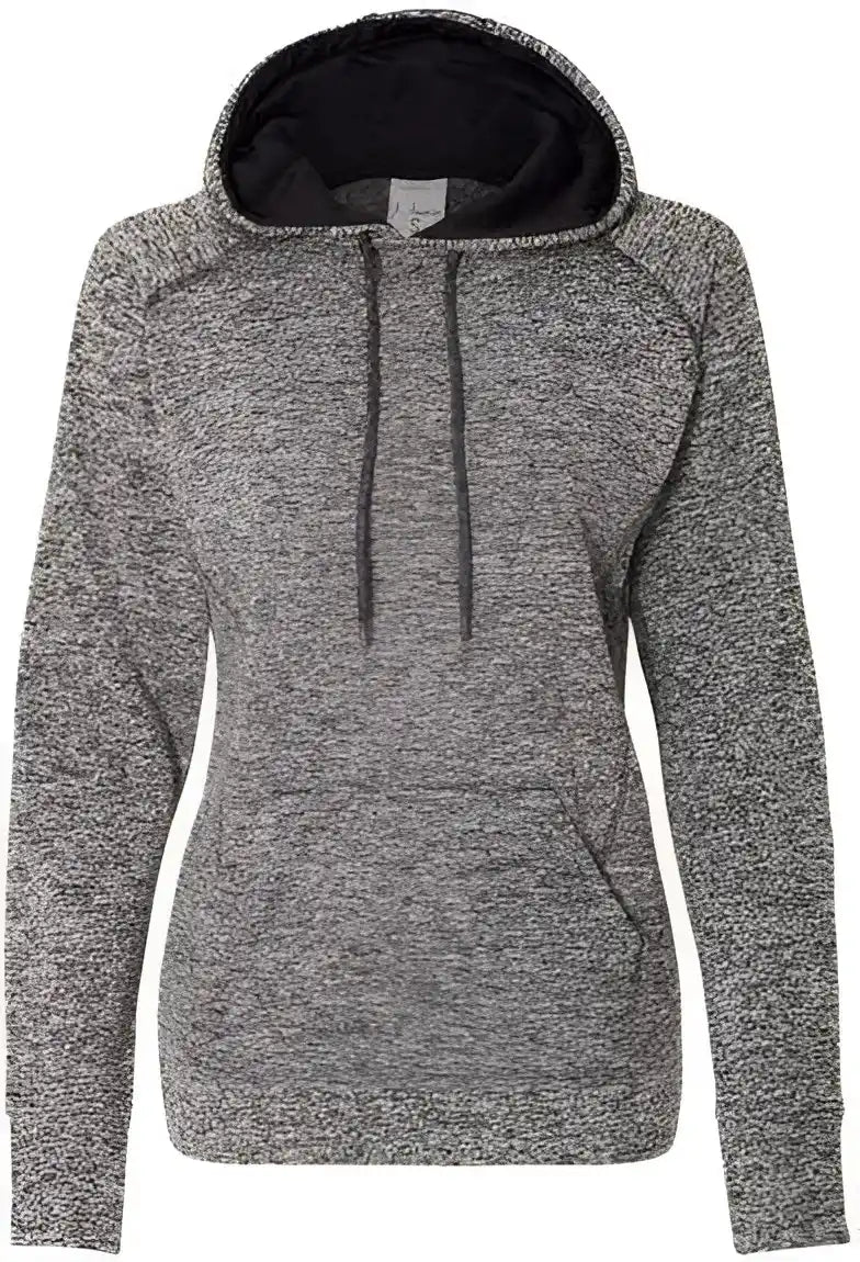 J. America 8616 Womens Cosmic Fleece Hooded Sweatshirt - Charcoal Fleck Black