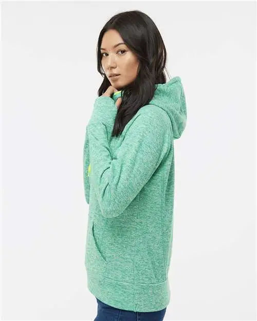 J. America 8616 Women’s Cosmic Fleece Hooded Sweatshirt - Emerald Neon Yellow