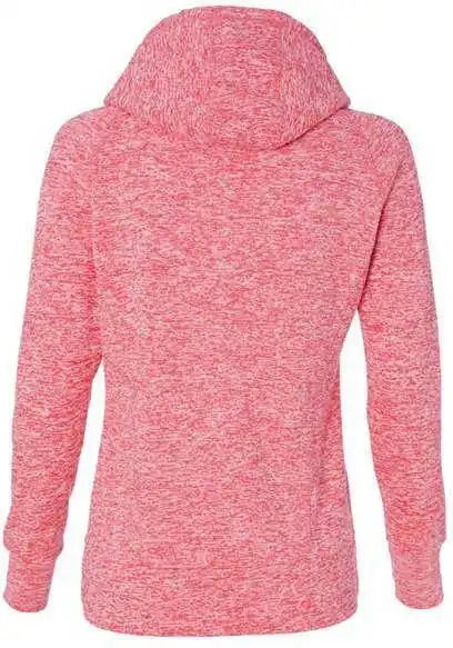 J. America 8616 Womens Cosmic Fleece Hooded Sweatshirt Fire Coral Magenta