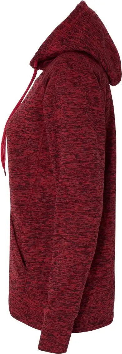 J. America 8616 Women’s Cosmic Fleece Hooded Sweatshirt - Red Fleck