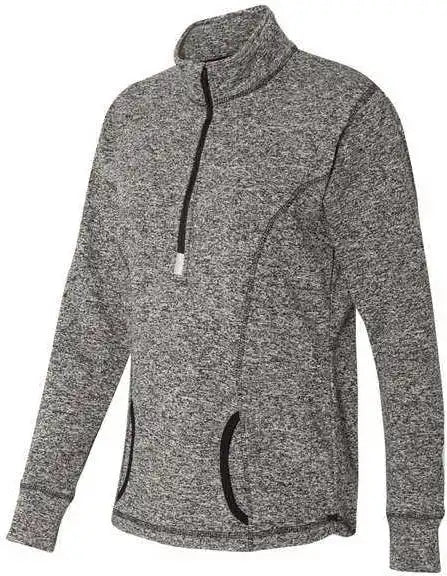 J. America 8617 Women’s Cosmic Fleece Quarter-zip Pullover - Charcoal Fleck Black
