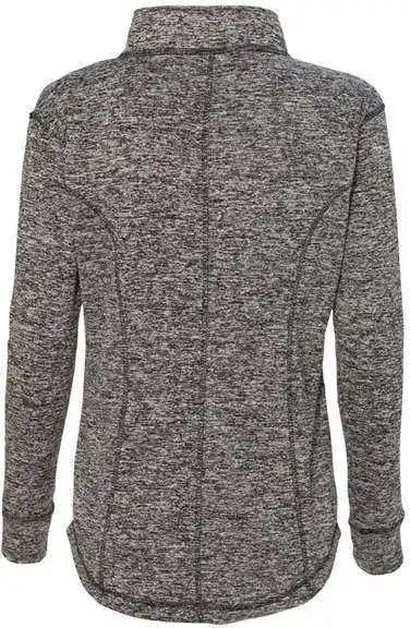 J. America 8617 Women’s Cosmic Fleece Quarter-zip Pullover - Charcoal Fleck Fire Coral