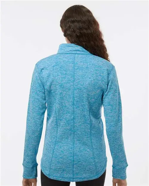 J. America 8617 Women’s Cosmic Fleece Quarter-zip Pullover - Electric Blue Neon Green