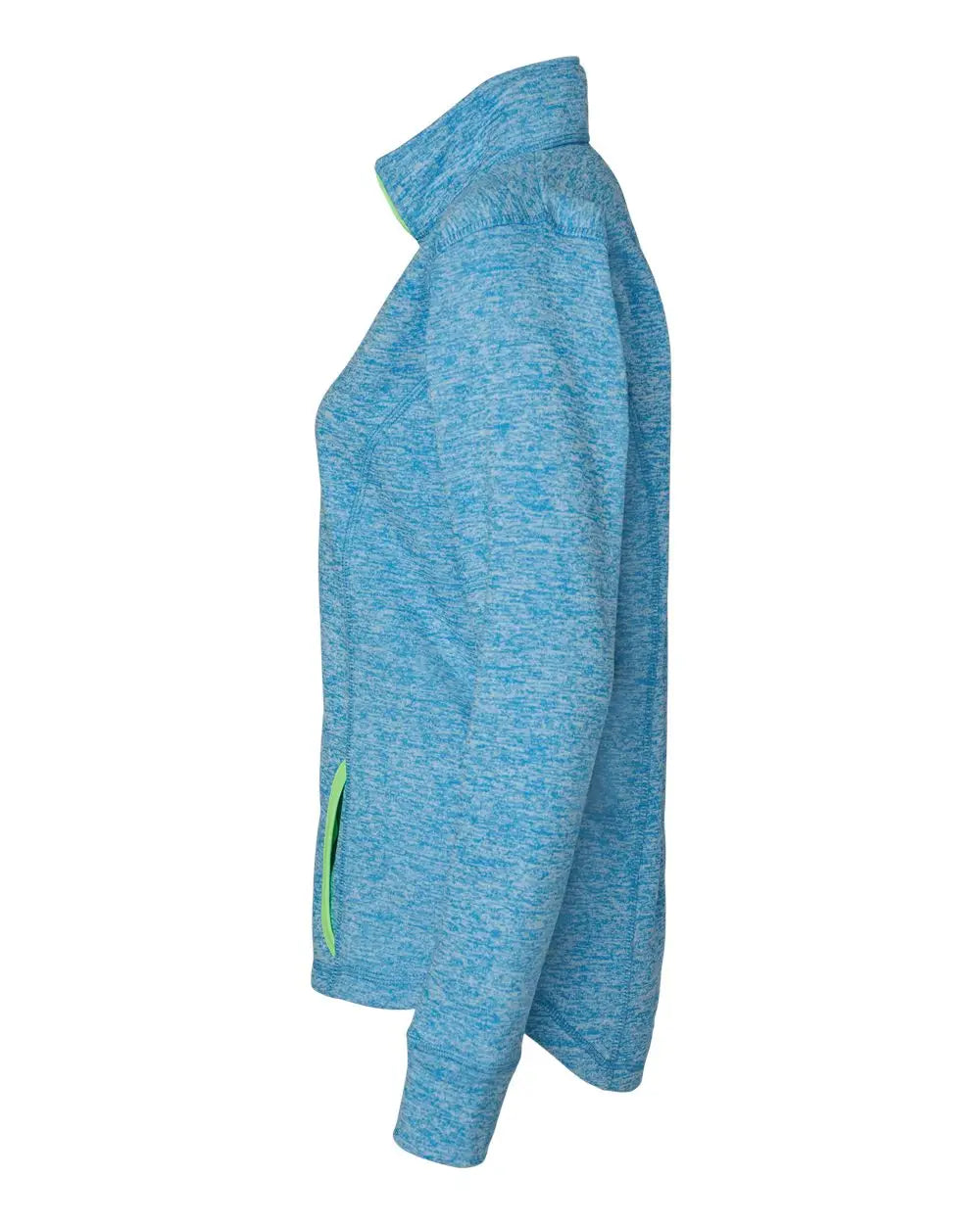 J. America 8617 Women’s Cosmic Fleece Quarter-zip Pullover - Electric Blue Neon Green