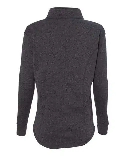 J. America 8617 Women’s Cosmic Fleece Quarter-zip Pullover - Onyx Fleck Electric Blue