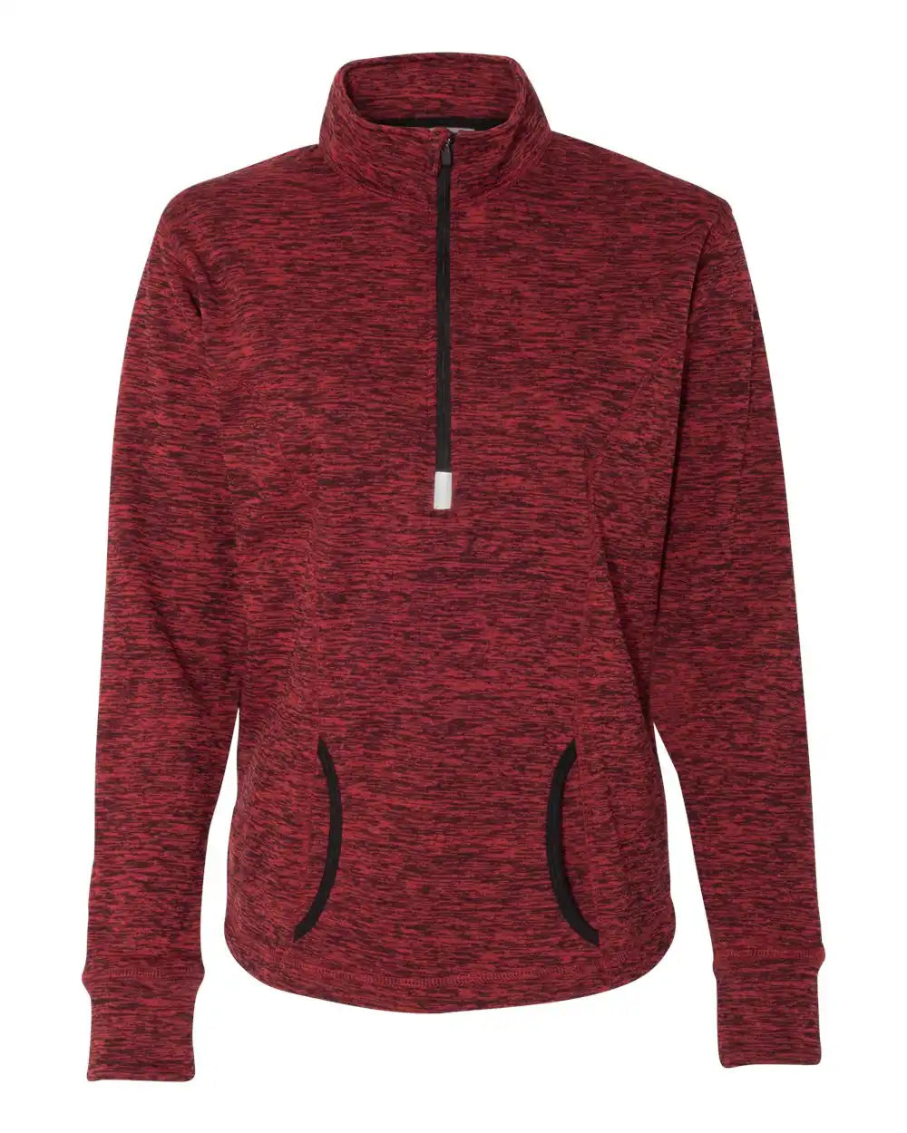 J. America 8617 Women’s Cosmic Fleece Quarter-zip Pullover - Red Fleck Black - Fleck/ / s