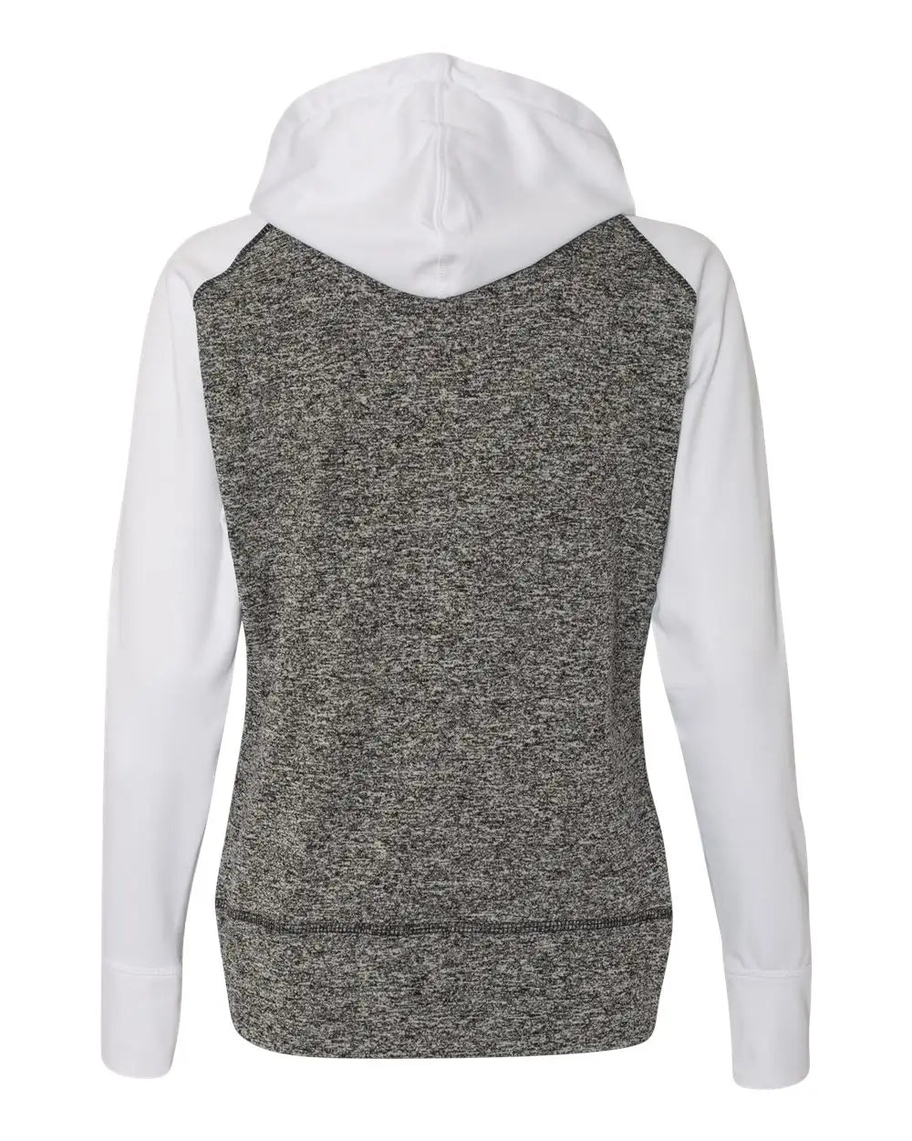 J. America 8618 Women’s Colorblocked Cosmic Fleece Hooded Sweatshirt - Charcoal Fleck White - Dark Gray / s