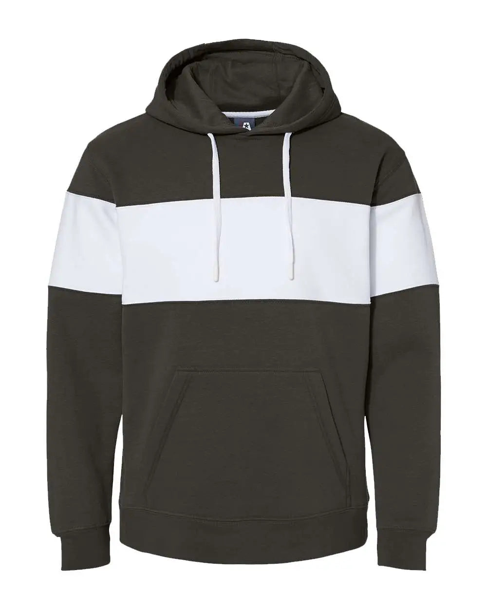 J. America 8644 Varsity Fleece Colorblocked Hooded Sweatshirt - Black - Xs