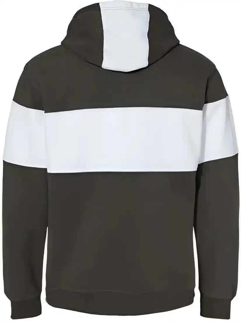 J. America 8644 Varsity Fleece Colorblocked Hooded Sweatshirt Black
