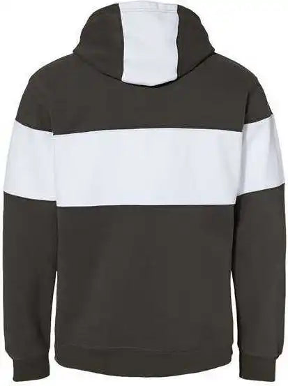 J. America 8644 Varsity Fleece Colorblocked Hooded Sweatshirt - Black