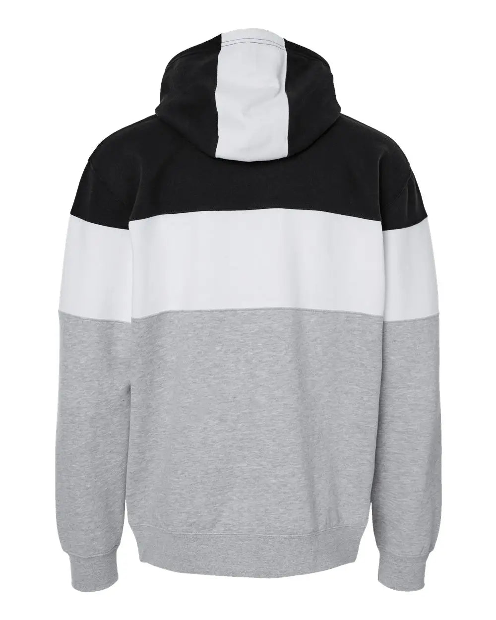 J. America 8644 Varsity Fleece Colorblocked Hooded Sweatshirt - Black Oxford