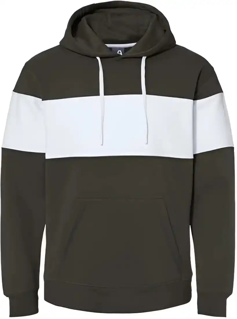 J. America 8644 Varsity Fleece Colorblocked Hooded Sweatshirt Black