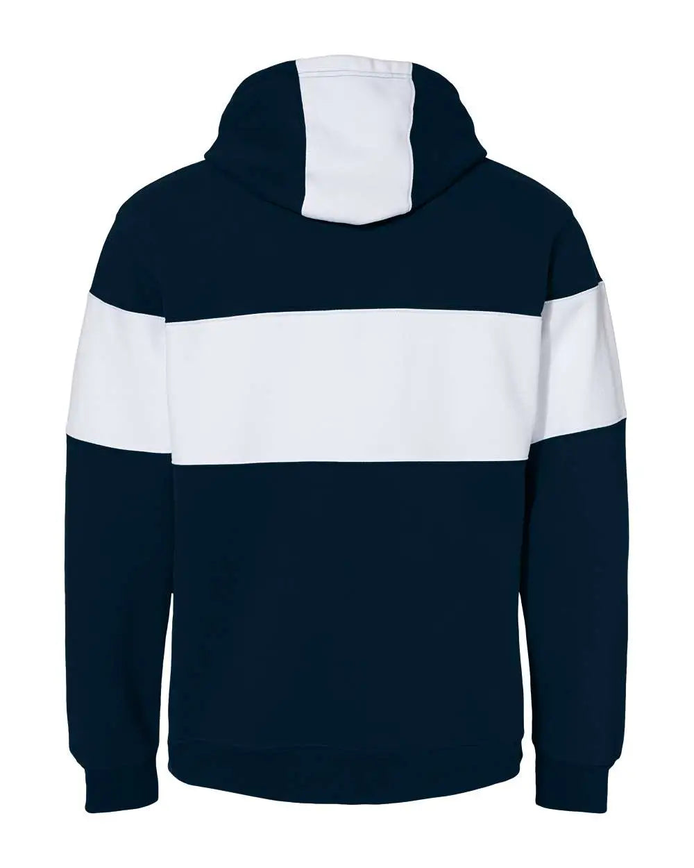 J. America 8644 Varsity Fleece Colorblocked Hooded Sweatshirt - Navy