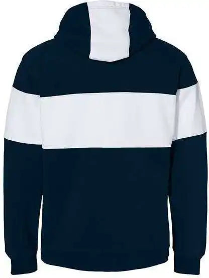J. America 8644 Varsity Fleece Colorblocked Hooded Sweatshirt - Navy