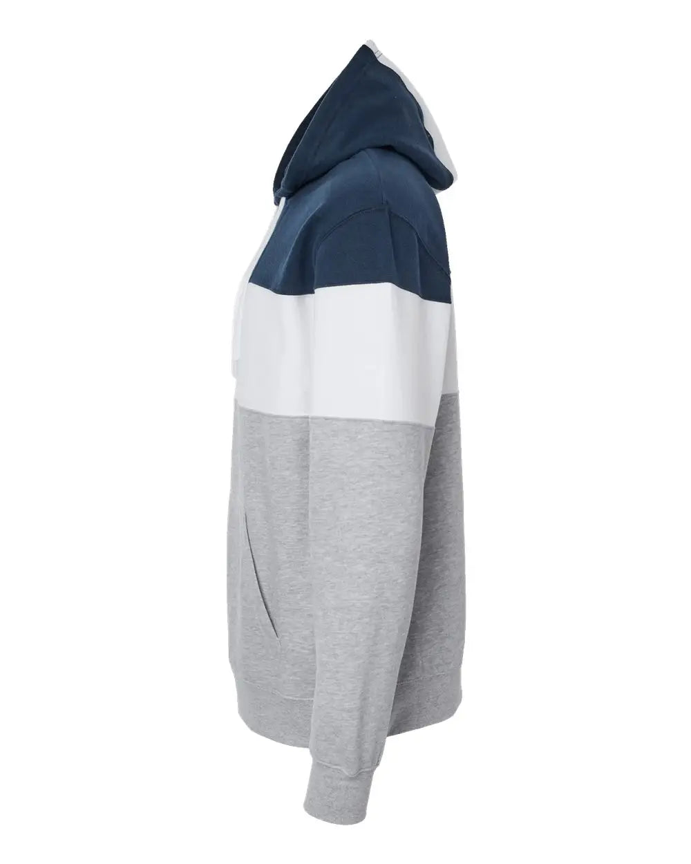 J. America 8644 Varsity Fleece Colorblocked Hooded Sweatshirt - Navy Oxford
