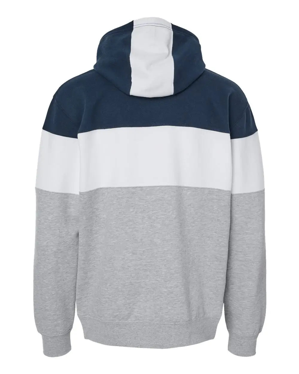 J. America 8644 Varsity Fleece Colorblocked Hooded Sweatshirt - Navy Oxford - Gray / Xs