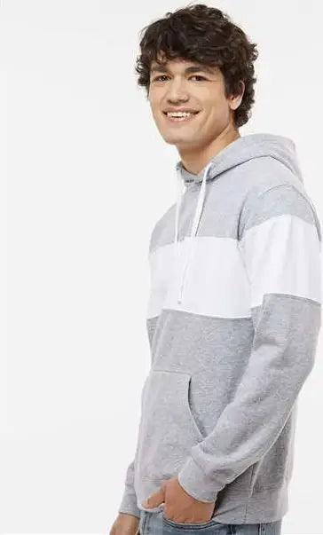 J. America 8644 Varsity Fleece Colorblocked Hooded Sweatshirt - Oxford