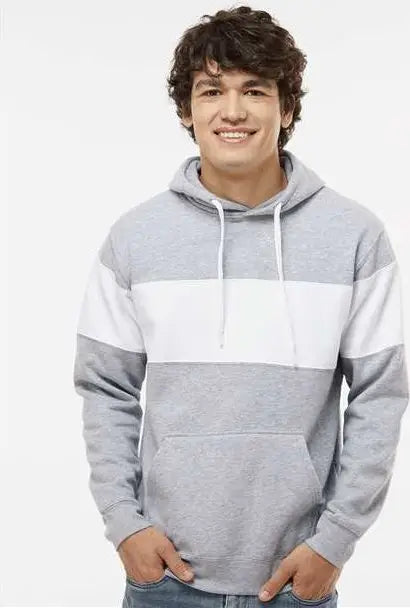 J. America 8644 Varsity Fleece Colorblocked Hooded Sweatshirt - Oxford
