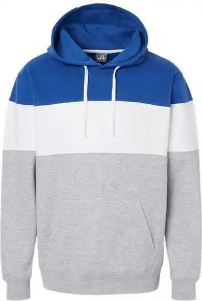 J. America 8644 Varsity Fleece Colorblocked Hooded Sweatshirt - Royal Oxford