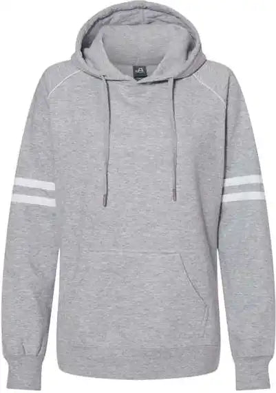 J. America 8645 Women’s Varsity Fleece Piped Hooded Sweatshirt - Oxford