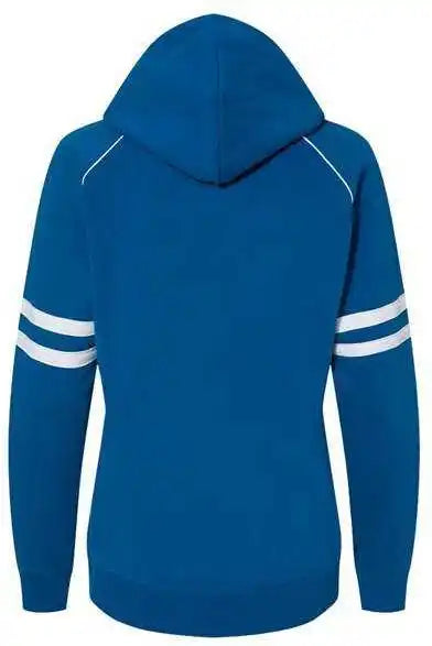 J. America 8645 Women’s Varsity Fleece Piped Hooded Sweatshirt - Royal