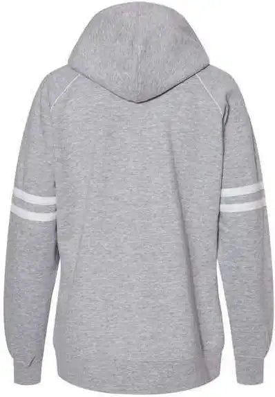 J. America 8645 Women’s Varsity Fleece Piped Hooded Sweatshirt - Oxford