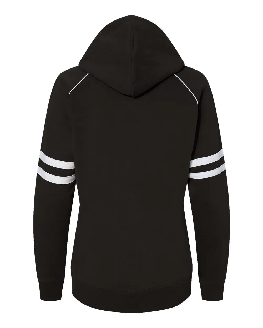 J. America 8645 Women’s Varsity Fleece Piped Hooded Sweatshirt - Black - s