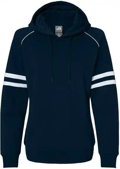 J. America 8645 Women’s Varsity Fleece Piped Hooded Sweatshirt - Navy