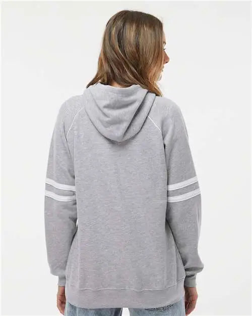 J. America 8645 Women’s Varsity Fleece Piped Hooded Sweatshirt - Oxford