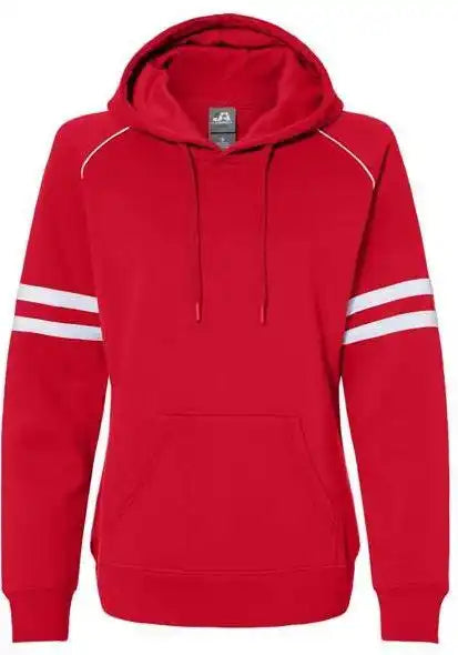J. America 8645 Women’s Varsity Fleece Piped Hooded Sweatshirt - Red