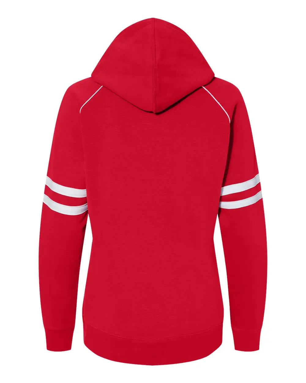 J. America 8645 Women’s Varsity Fleece Piped Hooded Sweatshirt - Red