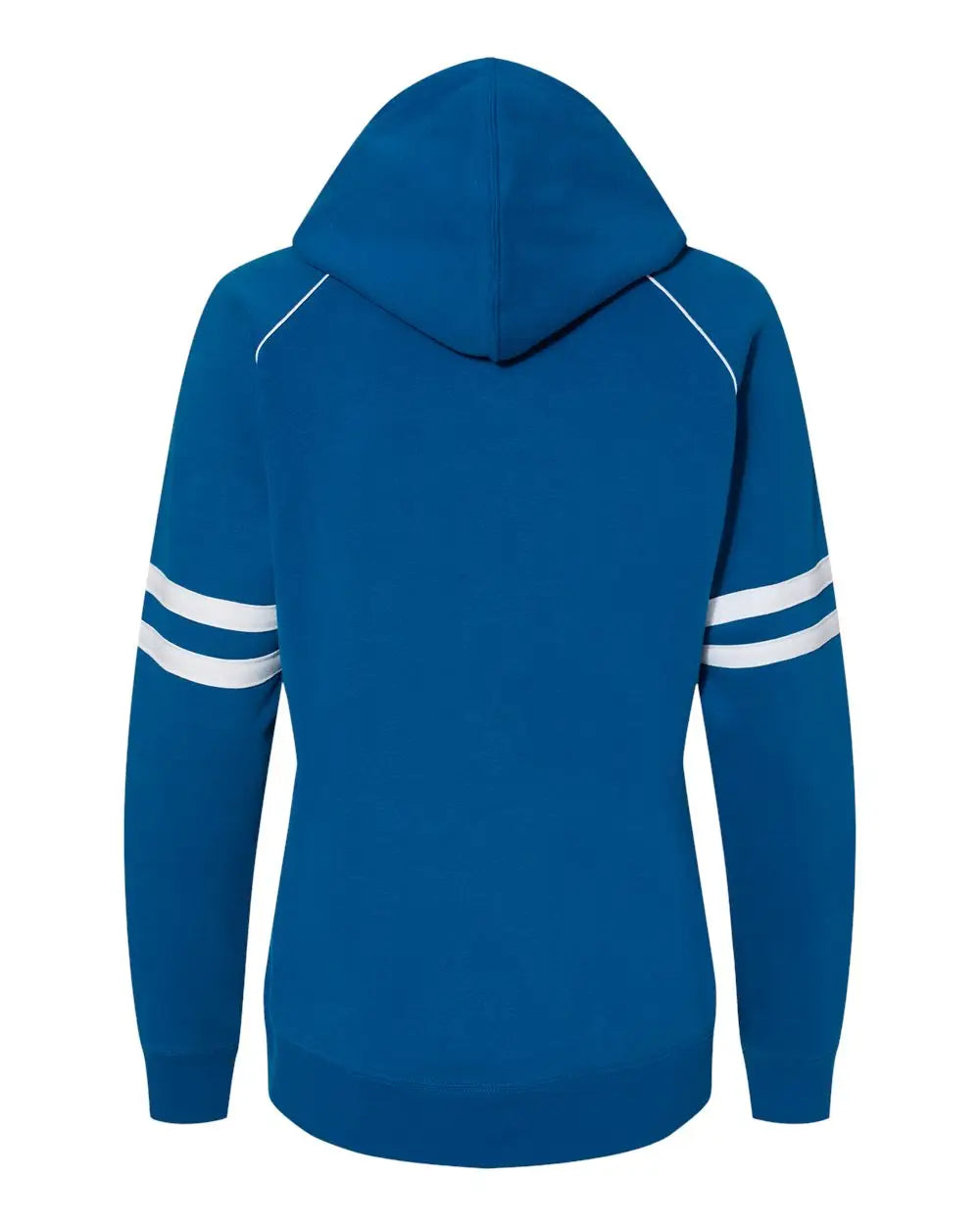 J. America 8645 Women’s Varsity Fleece Piped Hooded Sweatshirt - Royal