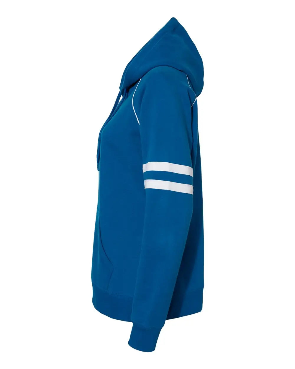 J. America 8645 Women’s Varsity Fleece Piped Hooded Sweatshirt - Royal
