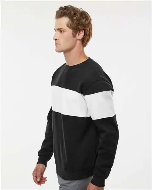J. America 8646 Varsity Fleece Crewneck Sweatshirt Black