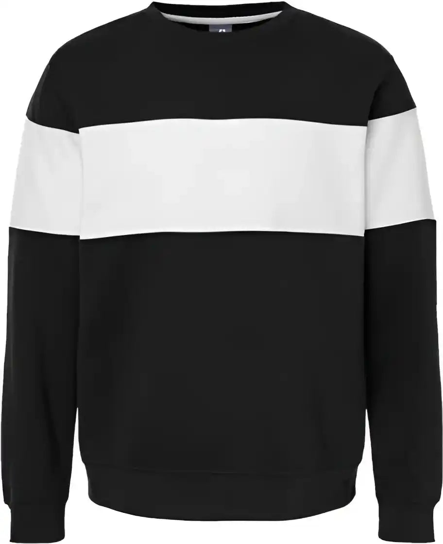 J. America 8646 Varsity Fleece Crewneck Sweatshirt - Black