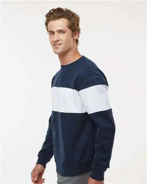 J. America 8646 Varsity Fleece Crewneck Sweatshirt Navy