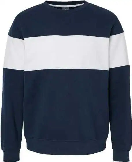 J. America 8646 Varsity Fleece Crewneck Sweatshirt Navy