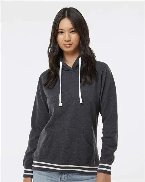 J. America 8651j Women’s Relay Hooded Sweatshirt - 8651 - Black