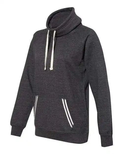 J. America 8653 Womens Relay Cowl Neck Sweatshirt - Black