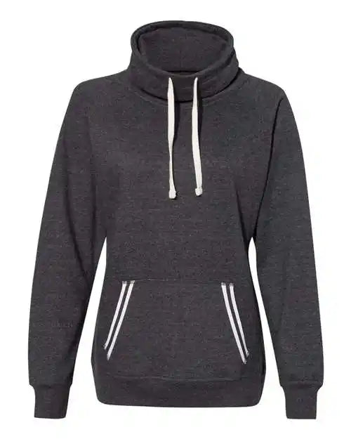 J. America 8653 Womens Relay Cowl Neck Sweatshirt - Black