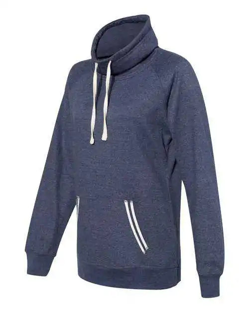 J. America 8653 Womens Relay Cowl Neck Sweatshirt Navy