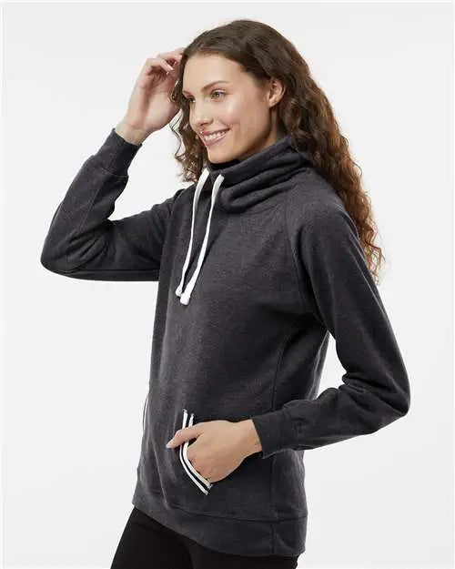 J. America 8653j Women’s Relay Cowl Neck Sweatshirt - 8653 - Black