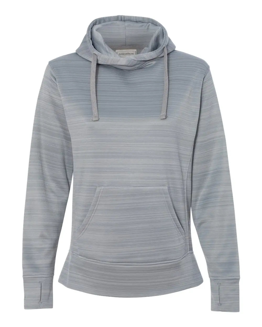 J. America 8662j Women’s Odyssey Striped Performance Fleece Lapover Hooded Sweatshirt - 8662 - Quarry - Ladies s