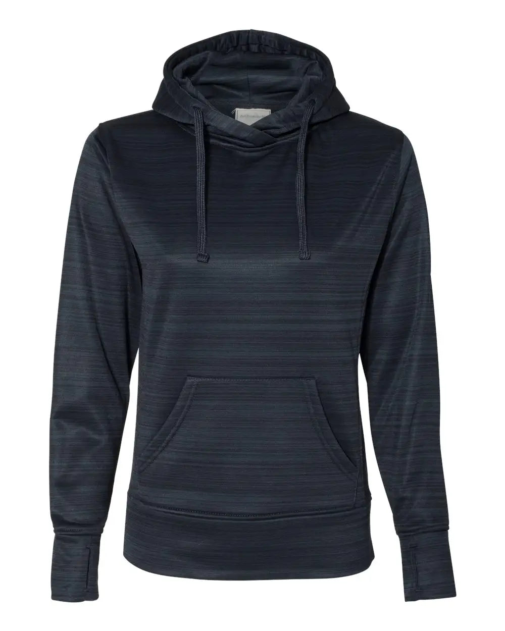 J. America 8662j Women’s Odyssey Striped Performance Fleece Lapover Hooded Sweatshirt - 8662 - Navy - Ladies s